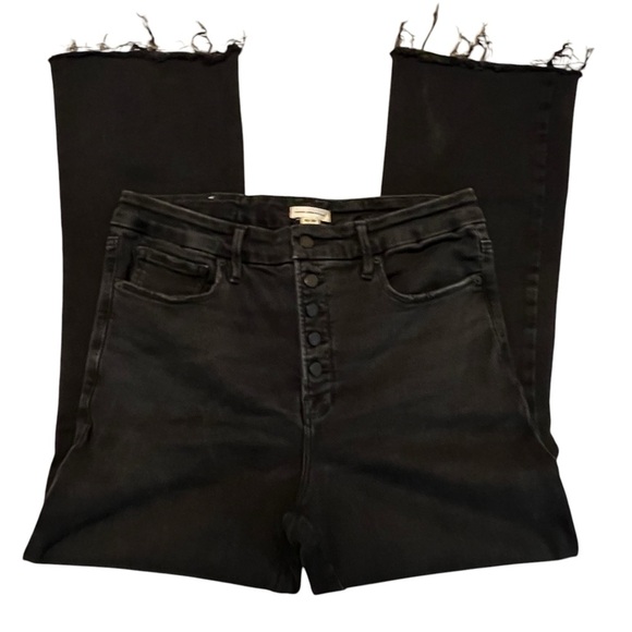 Good American Good Legs Crop Boot Cut Super High Rise button fly jeans black 31 - Picture 2 of 15